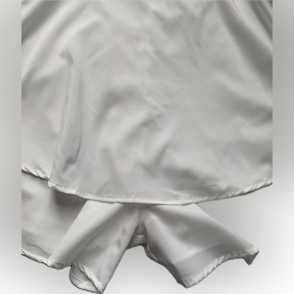 NWOT, Fixmatti Boho Polyester Off Shoulder Chiffon WHITE Shorts ROMPER - Picture 7 of 9